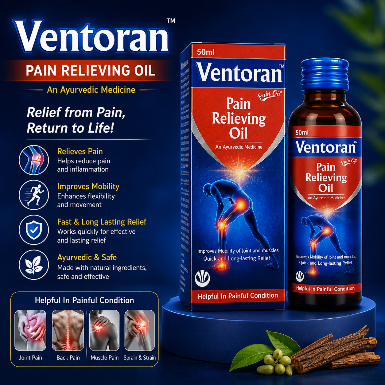 Ventoran Pain Relieving Oil – Ayurvedic Medicine | 50 ml
